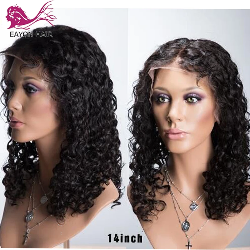 EAYON 13x6 Синтетические волосы на кружеве человеческих волос парики для черный Для женщин Реми бразильские странный вьющиеся Синтетические