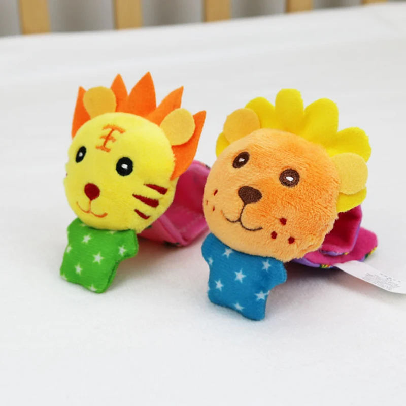2pcs/lot Baby Wrist Bell Foot Socks Stuffed Cute Plush Animal Toy Handbell Soft Appease Toy Developmental Kids Infant Gifts  