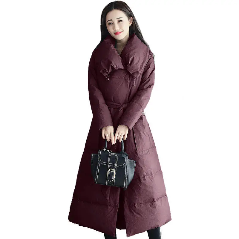 Mode Elegante Lange Winterjas Vrouwen Abrigo Mujer Grote Pocket Maxi Jassen Katoen Warme Vrouwelijke Jas Zwart Parka Feminina C5113