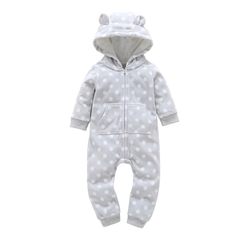Otoño Invierno recién nacido Bebé Ropa polar mono niños mameluco con capucha monos a rayas bebé Bebe Menino Macacao
