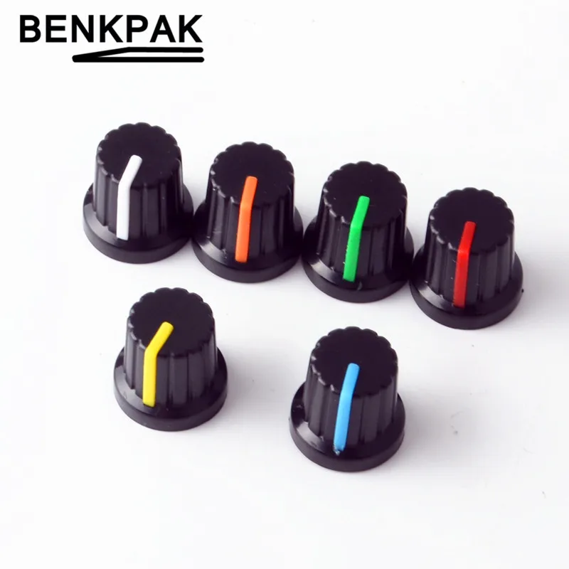 

12pcs 6mm Shaft Hole Dia Potentiometer Pot Knobs Caps