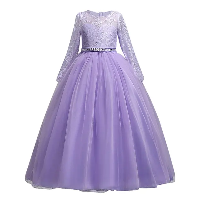 VOGUEON Teenager Princess Party Costume Girls Long Sleeve Lace Wedding