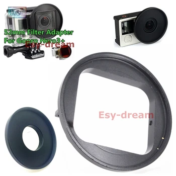 

52mm Lens Filter Adapter for GoPro Hero 4 3+ 3 PLus to add CPL UV Starlight Red Color Soft Close-up Filters PV102