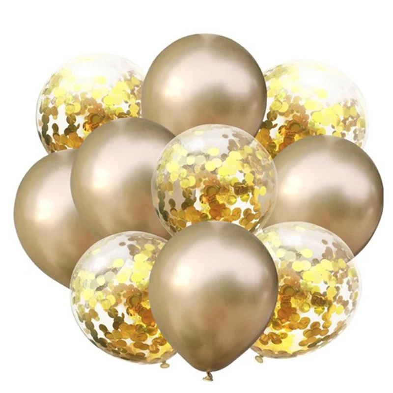 10 шт Металлические шары для свадьбы и дня рождения, украшение стола, девичник для мальчиков и девочек, девичник, вечерние, выпускные, золотые принадлежности - Цвет: gold confetti