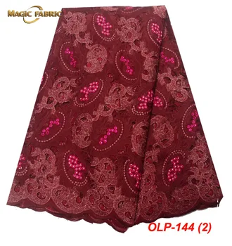 

High Quality African Lace Fabric 2018 Latest Organza Lace Fabric With Sequins Embroidered Nigerian Lace Fabric For Party OLP-144