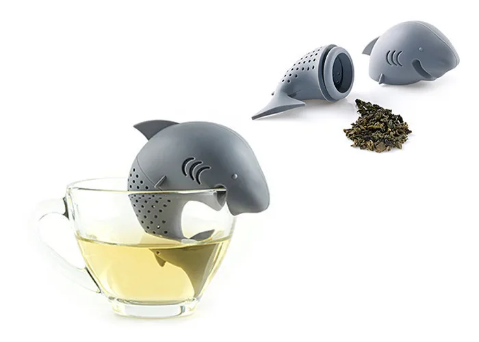 Модные Силиконовые фильтры для заварки чая в форме акулы, фильтр для чая, пустые чайные пакетики, листовой диффузор, аксессуары