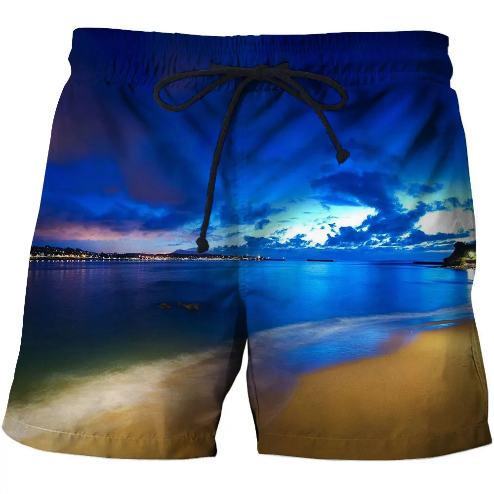 Свободные мужские шорты с эластичной резинкой на талии, быстросохнущие дышащие шорты для бодибилдинга и 3D-принтера, летние шорты с кокосовой пальмой, пляжные мужские шорты - Цвет: STKQ001