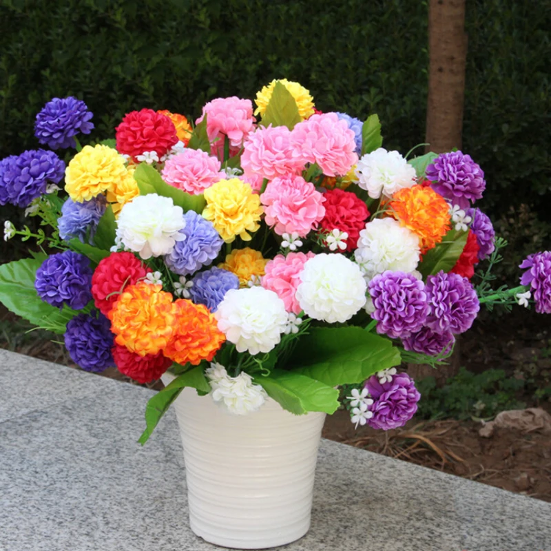2019 новые поддельные цветы для домашнего декора пластик, проволока ароматные хризантемы 8 искусственная Гортензия многоцветная красивая