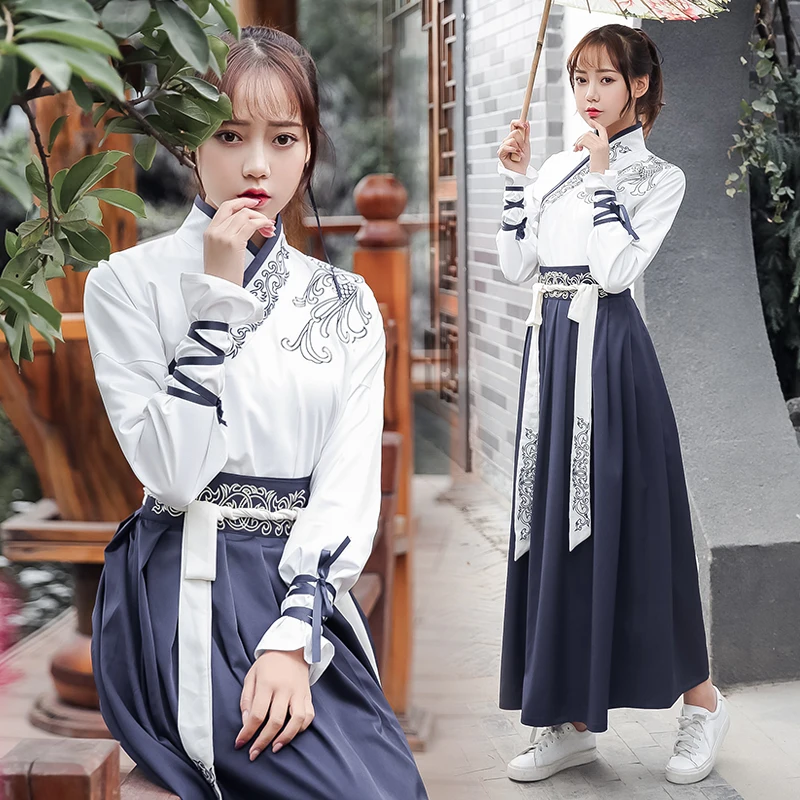 Женский китайский традиционный костюм Hanfu платья танга античное сказочное