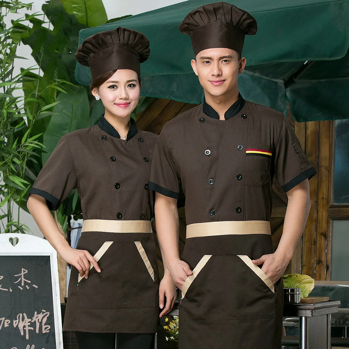 Chef Uniform Short Sleeved Men and Women Chefs Clothes Summer School