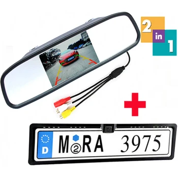

4.3 Inch Auto Mirror Dispaly Car Monitor Car Rearview Mirror Monitor with EU Russia License Plate Frame Rear View Backup Camera