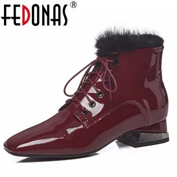 

FEDONAS Sexy Women High Heels Ankle Boots Genuine Leather Corss-tied Square Toe Party Wedding Shoes Woman Female Basic Boots