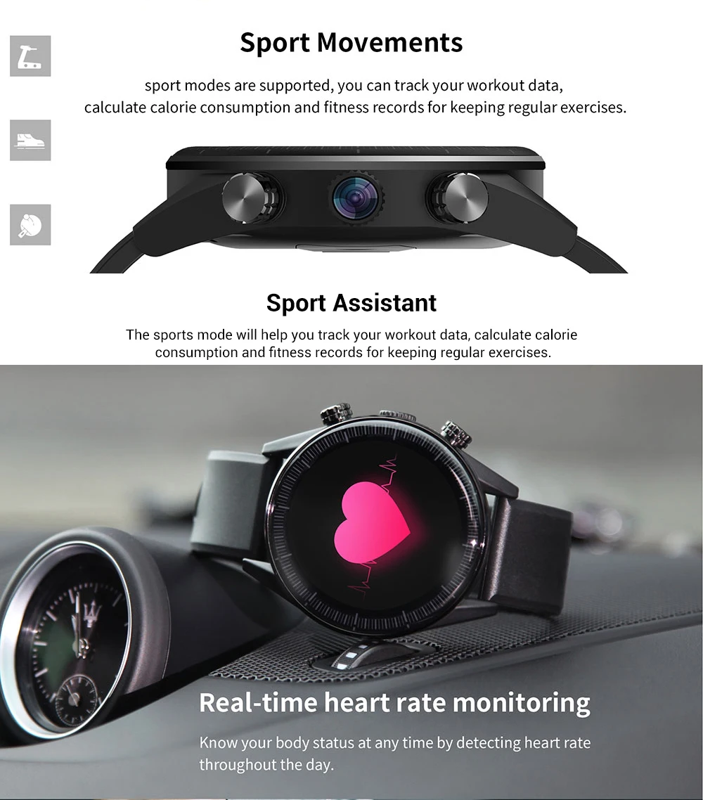 Смарт-часы KingWear KC05 Pro 4G Android 7,1 MTK6739 четырехъядерный телефон часы 3 ГБ ОЗУ 32 Гб ПЗУ gps 8 Мп камера IP67 спортивные умные часы