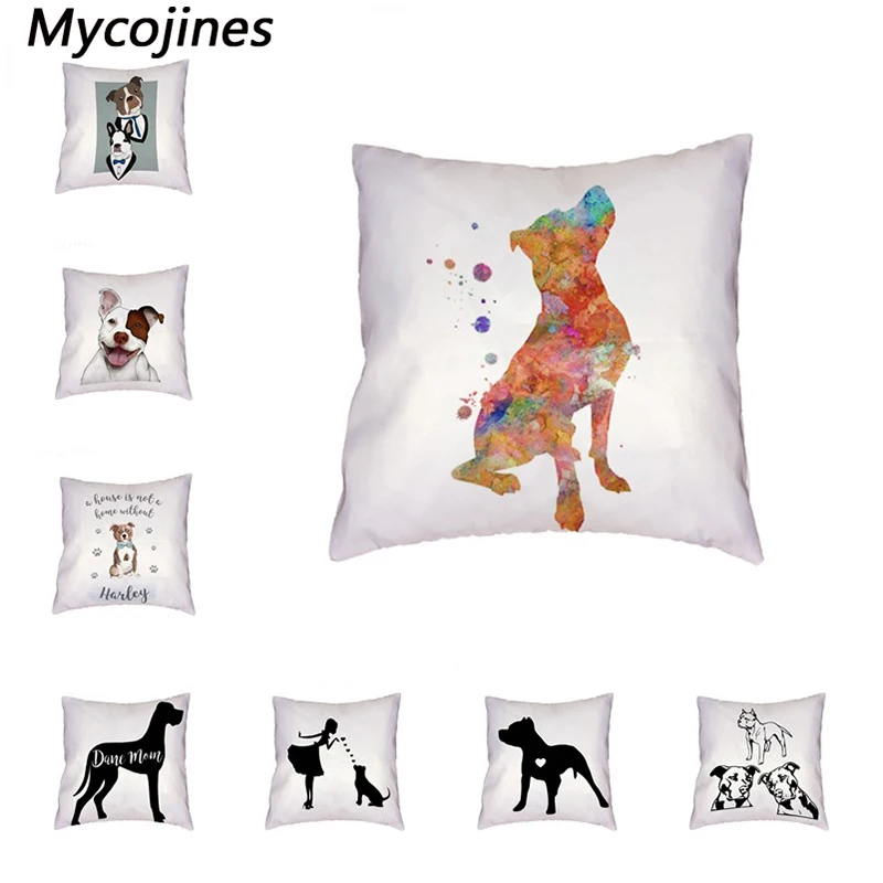 

Boston Terrier Print Cushion Cover Polyester Peach Skin Great Dane Bulldog Pattern Pillowcase Dorm Bed Home Sofa Chair Decorate