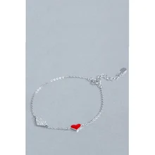 La MaxZa серебряный браслет с регулируемым сердцем 925 женский ювелирный браслет минималистичный браслет из стерлингового серебра 925 пробы для женщин красный