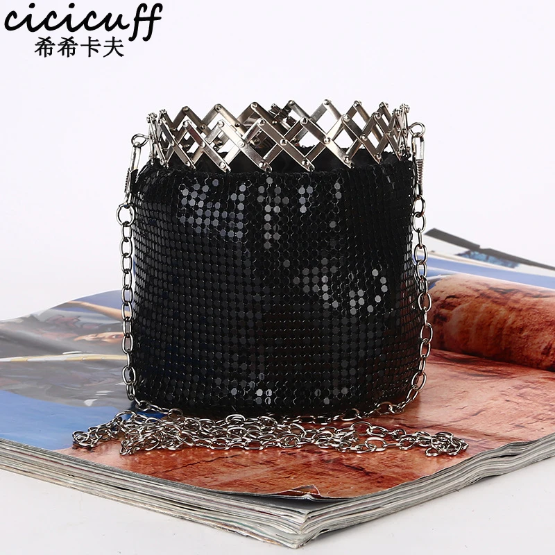 

CICICUFF Stylish Handbag for Women Sequined Mini Evening Bag Zero Wallet Female Chain Messenger Bag Dazzling Black Bag for Party