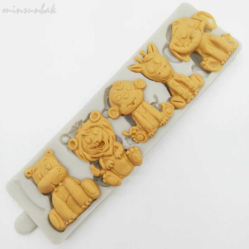

minsunbak Lion Monkey Giraffe Elephant Silicone Mold Animal Shape Cake Decorating Tool Chocolate Gumpaste Mold Sugarcraft
