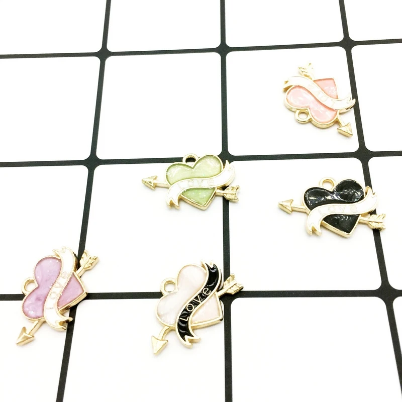 

2018 New Cupid's arrow Pearl Light Diy Pendant Fit Necklace Charm Cute Dripping Oil Original Bracelet for Women couple Love Gift