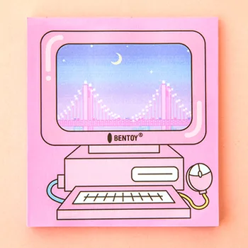 

Funny PC GBA Keyboard Design Creative Cool Bright Pink Memo Notes 9*9cm Paper Pad 50 Sheets School Office Supplies