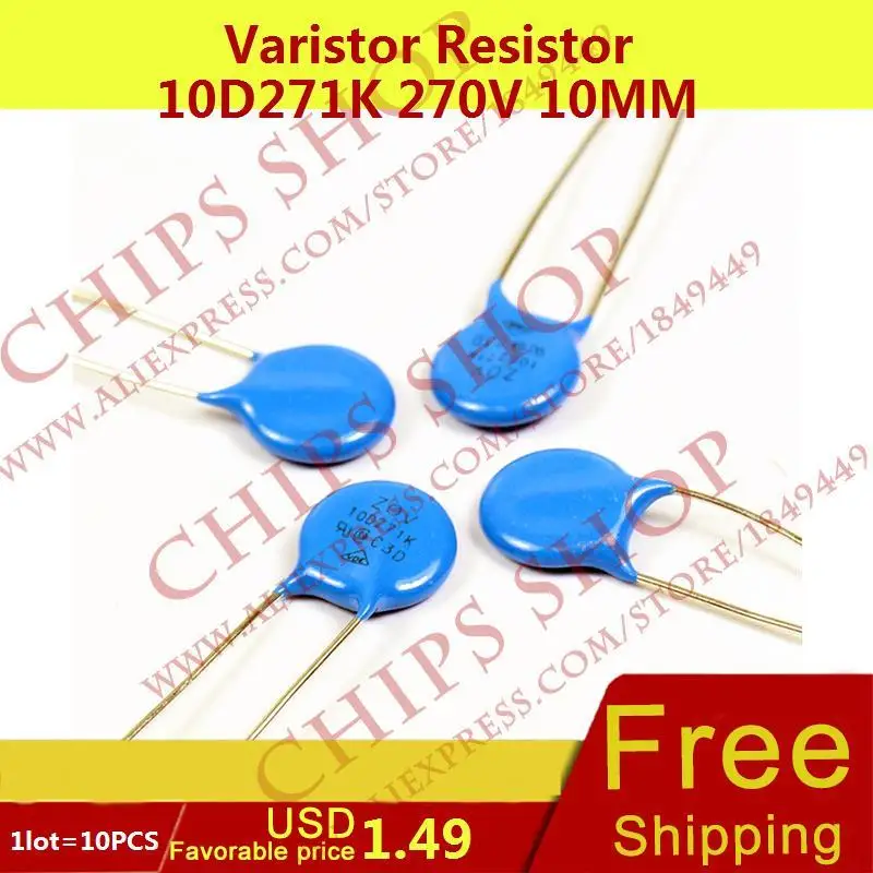 1LOT=10PCS Varistor Resistor 10D271K 270V 10MM Series10Dvaristor