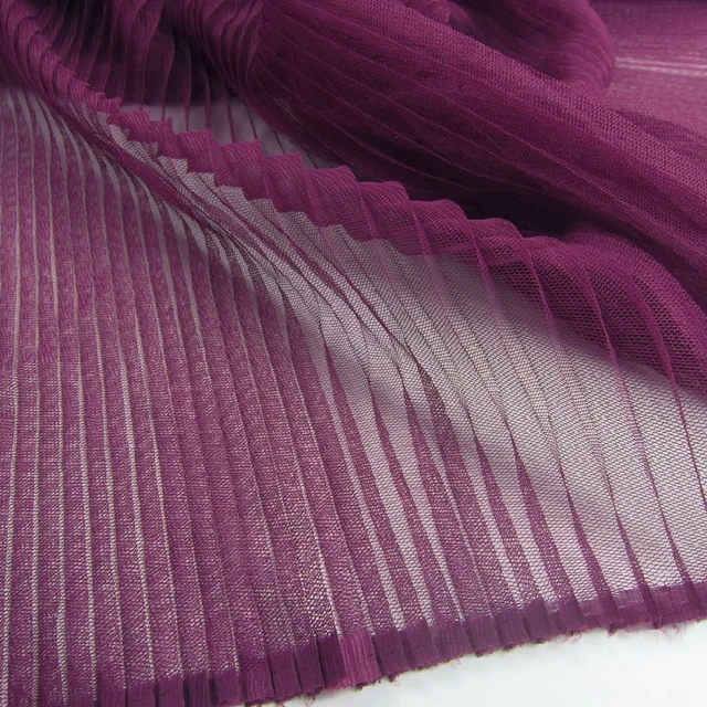 5 Meters 155CM 61" Wide burgundy pleated mesh tulle fabric wedding