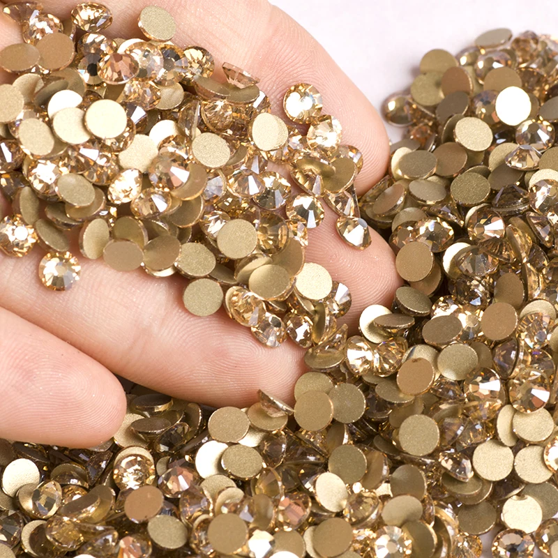 YANRUO 2058NoHF SS16 3,8-4,0 мм хрустальные золотые тени без горячей фиксации Стразы камешки для дизайна ногтей Стразы прикрепленные стеклянные кристаллы