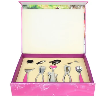 

Gift Box Packing 9 Pieces Kitchen Tools Set Sweet Pink Color Kitchen Accessories With Peeler Wine Opener Nut Clip Free Shipping