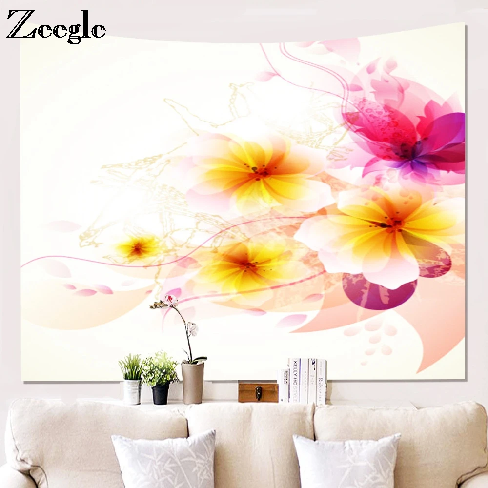 Zeegle Flower Printed Mandala Tapestry Soft Sandy Beach Throw Towel Wall Decor Cloth Background Blanket Yoga Mats Table | Дом и сад