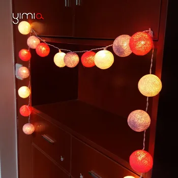 

YIMIA 20/35 Cotton Balls LED Garland String Lights Battery Powered Led Christmas Lights Outdoor Fairy Holiday Lights Gerlyanda
