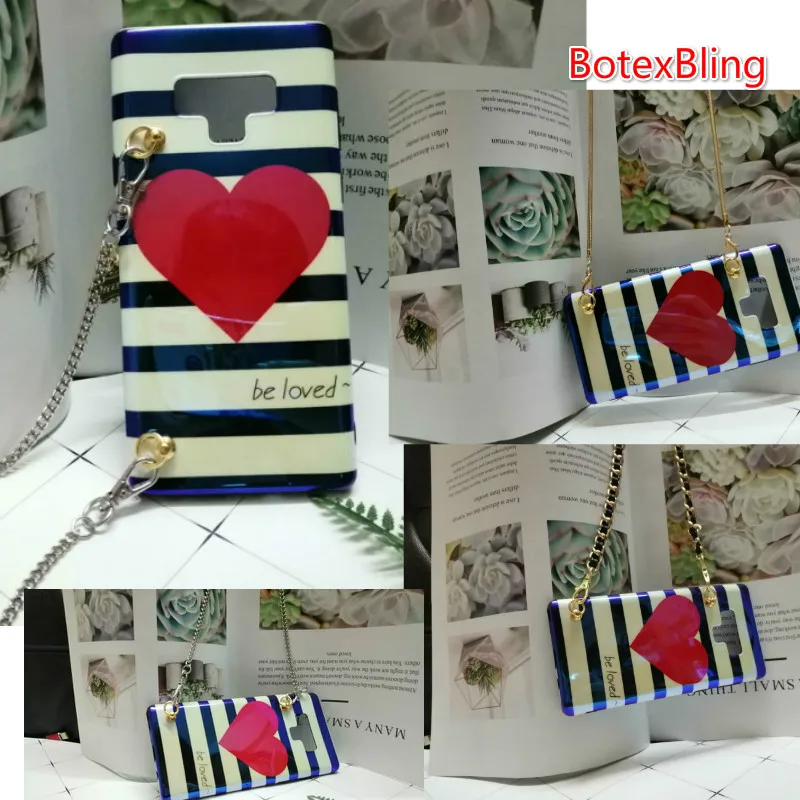 

Luxury cute striped heart crossbody phone case bag for samsung galaxy S10 S8 S9 Plus s10e note8 note9 strap lanyard girl cover