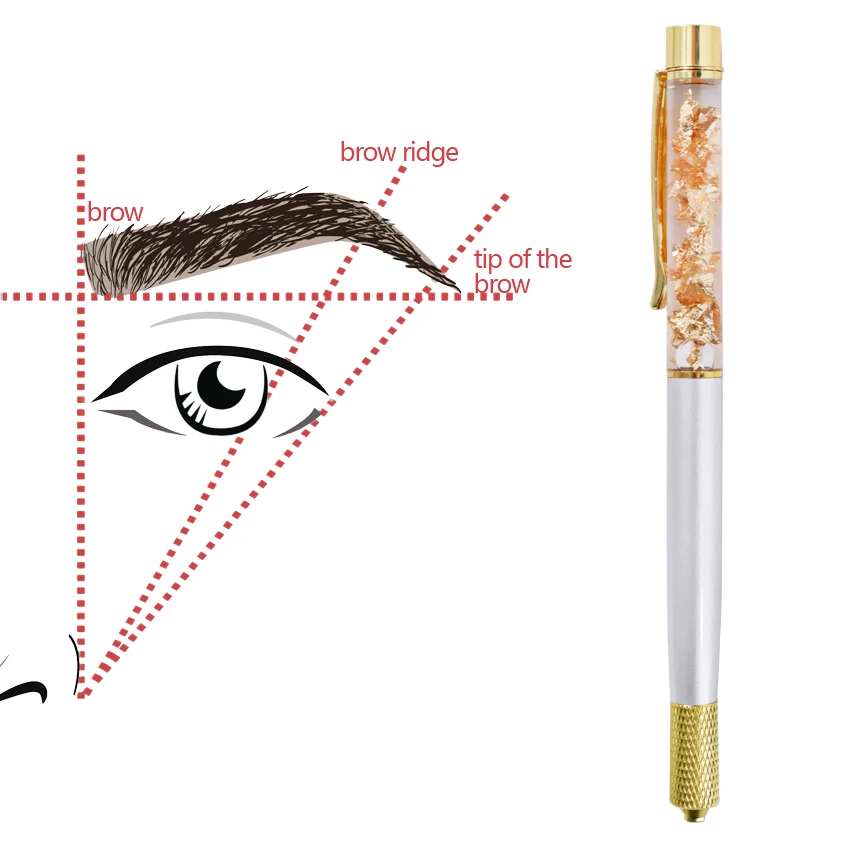 

Microblading Manual Tattoo Pen Kit Embroidery Gold Foil Pencil for Permanent Makeup Eyebrow Lip Eyeliner 10Pcs 5RL Needles Set