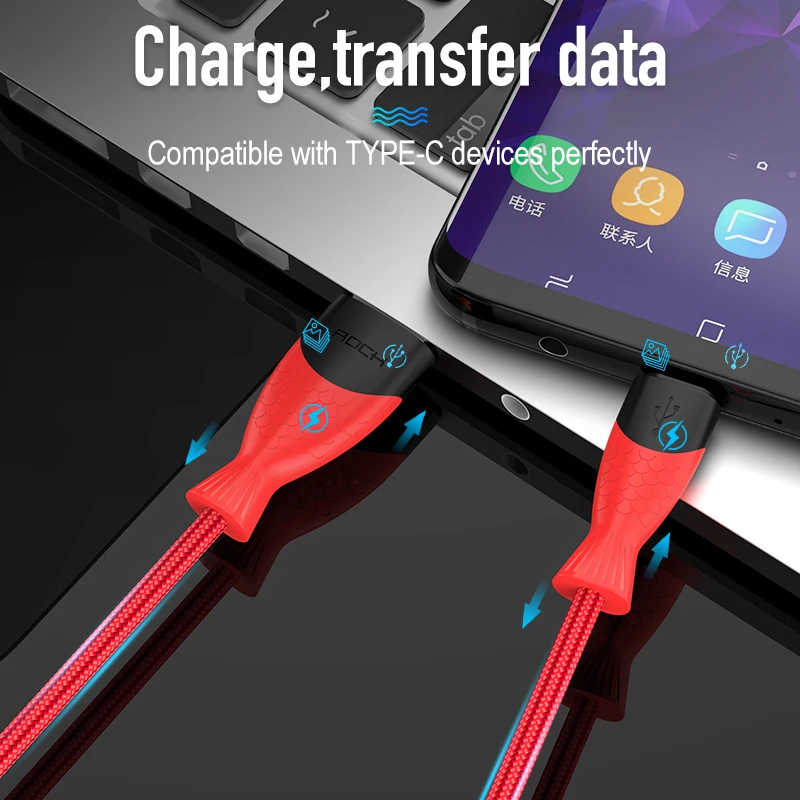 Кабель для передачи данных ROCK type C 5A Сверхбыстрая зарядка USB QC 4 0 huawei P20 P10 P9 mate 20 Pro