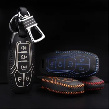 

High quality Top Layer Leather key case 2013-2020 For Fords F150 King Ranch supercrew Limited Mustang Top Layer Leather car