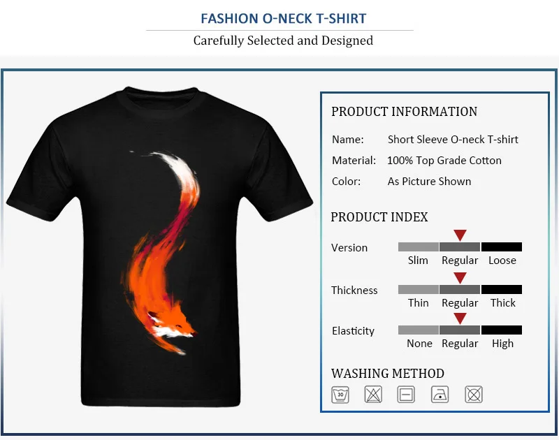 Casual The Quick Orange-Red Fox Short Sleeve ostern Day Tops T Shirt On Sale O-Neck Pure Cotton Tee-Shirt Youth Top T-shirts The Quick Orange-Red Fox