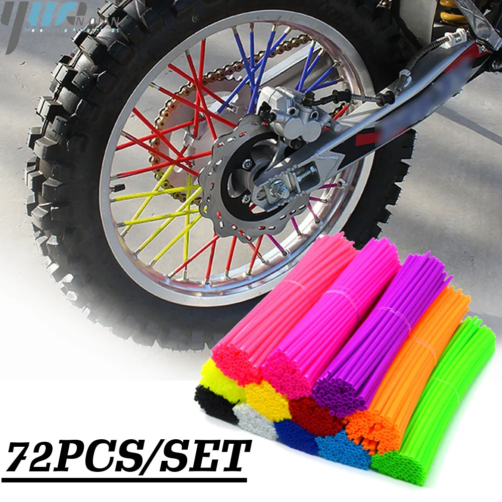 EVGATSAUTO 36 pièces protecteur de rayon de roue blanc jantes de Motocross peaux couvre Kit de protection de moto hors route 