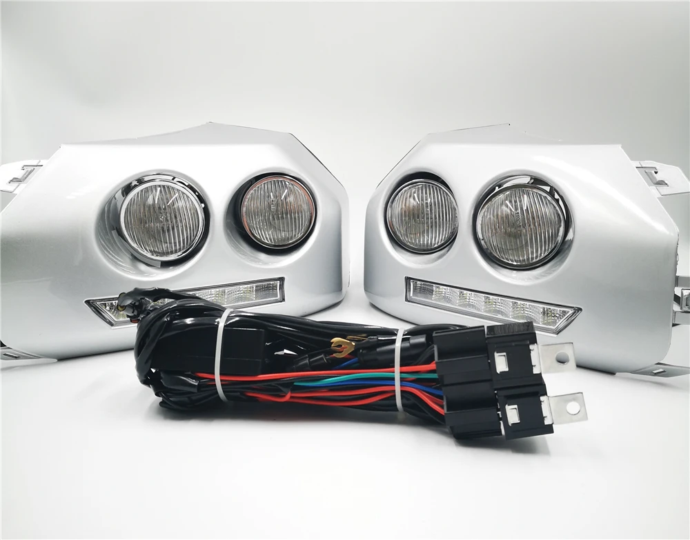 1 пара автомобиля светодиодный DRL Дневной Бег светильник для Toyota Fj Cruiser 2007 2008 2009 2010 2011 2012 2013 рама противотуманной фары противотуманные светильник