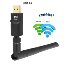 Двухдиапазонный 802,11 acbgn 1200 Мбит/с беспроводной USB 3,0 Wifi Lan Dongle адаптер 2,4G/5 ГГц с антеннами для ноутбука настольный компьютер