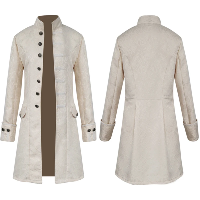 

Vintage Men long Jacket Spring autumn thin Steampunk coat mens Long Sleeve Gothic Brocade Windbreaker outerwear Frock Uniform