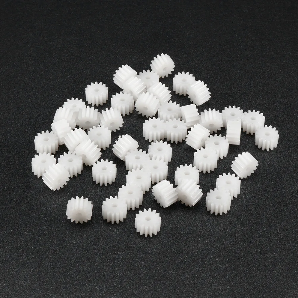 

Uxcell 082/142A 5x5/4.5x8mm Plastic Shaft Gear 2mm Hole Diameter with 8/14 Teeth Toy Accessories for DIY Car Robot Motor 50Pcs