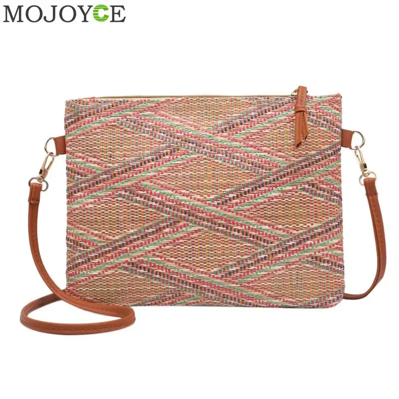 

2018 New Fashion Multicolour Vintage Bags Weave Handbags Women's Shoulder Bag Messenger Bag Colorful Handbag Casual Female Purse
