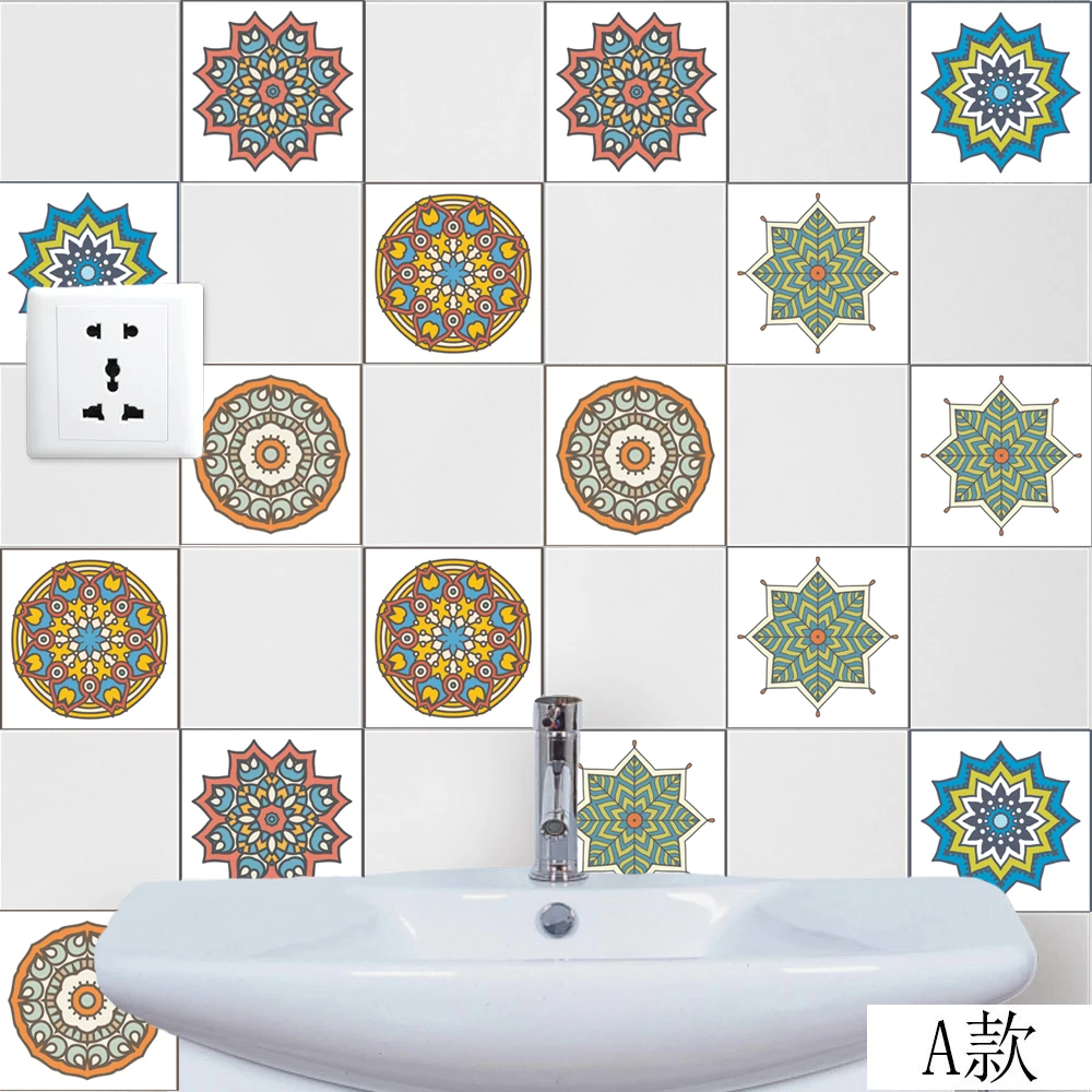 3D мексиканский стиль бесшовные сшивание плитки пол настенные наклейки для кухни Ванная комната линия талии Настенный декор плакат искусство Фреска домашний декор