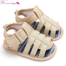 Новинка, на возраст от 0 до 18 месяцев, для маленьких мальчиков мягкая подошва; сезон лето детские Обувь, сандалии обувь в полоску для новорожденных, детей ясельного возраста нескользящая обувь M1