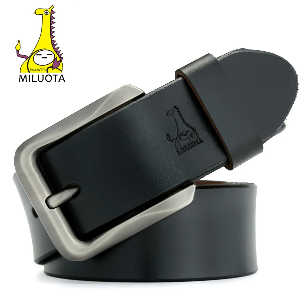 

[MILUOTA] Mens Belts Luxury Cow Genuine Leather Belt Alloy Pin Buckle Fashion Man strap Luxury MU013