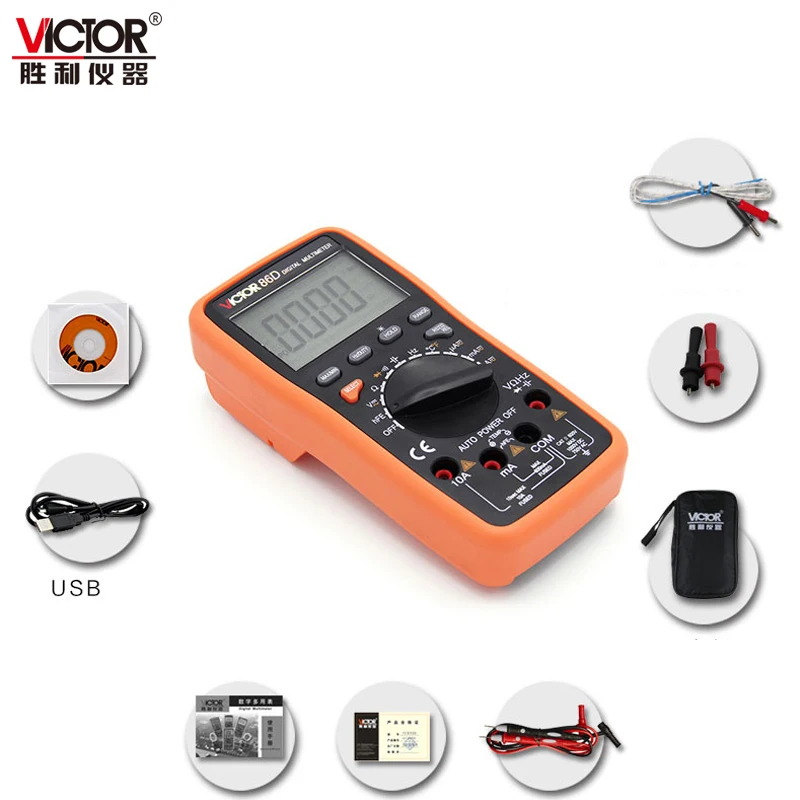 Victor VC86D Digital Multimeter with RS232 and USB jack Temperature