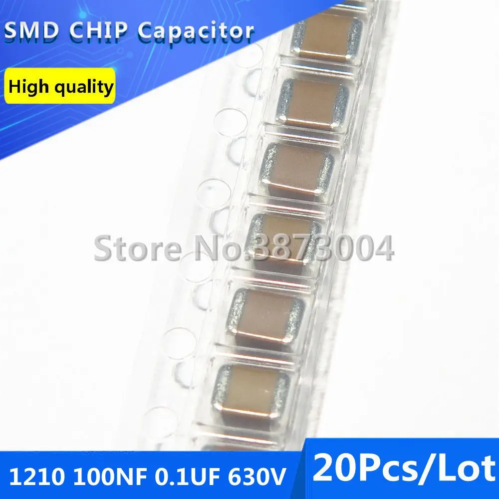 

20pcs 1210 100NF 0.1UF 630V Thick Film Chip Multilayer Ceramic Capacitor