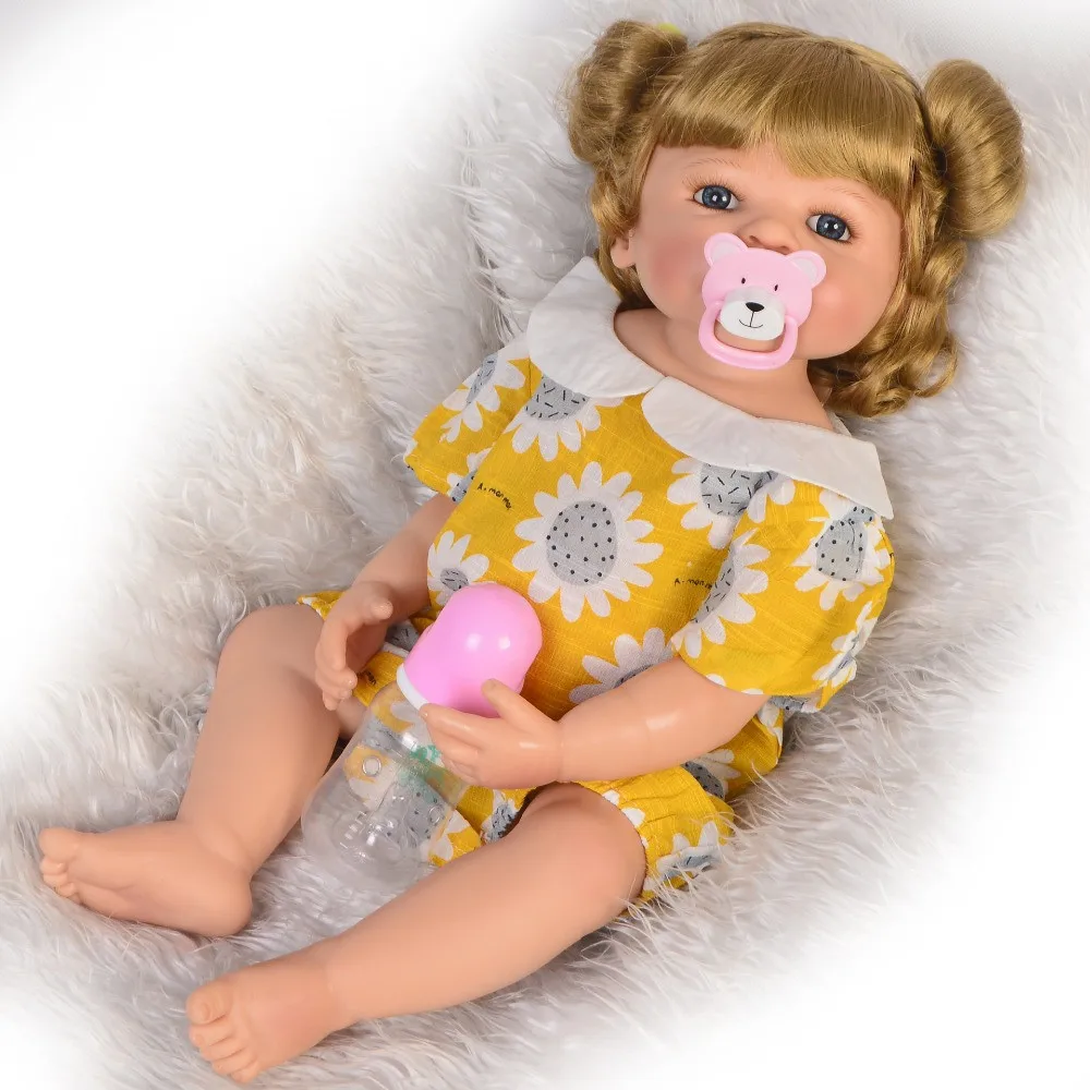55 см полное Силиконовое боди Reborn Baby Doll игрушка для девочки виниловая новорожденная принцесса bebes возрожденная менина can bathe boneca подарки