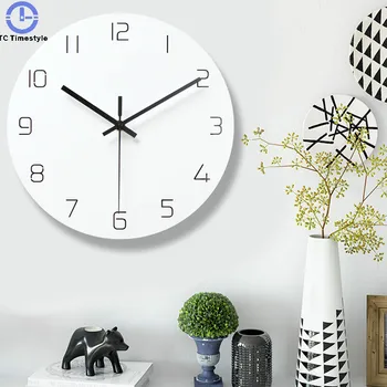 

Wall Clock Modern Design Living Room Home Decor Watches Office Hanging Simple Quartz Brief Silent Minimalist Decorative White