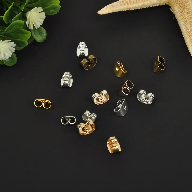 

300pcs 6mm Metal Earrings Backs for Stud Earrings Making Findings Jewelry Accessories Gold Silver White K Earring Back Wholesale