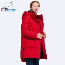 ICEbear 2017 Women’s Winter Medium Length Thick Large Pocket Winetr Jacket Women Windproof Stand Collar Cotton Coat 17G670