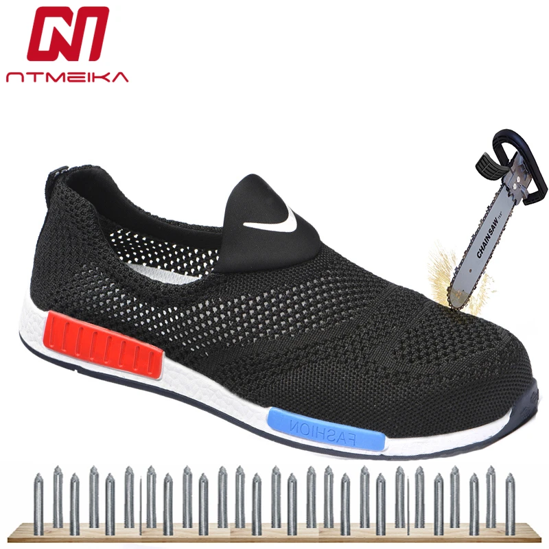 

Fashion Breathable Safety Shoes Men Summer Lightweight Work Shoes Steel Toe Soft Bottom Puncture-proof Safety Work Boots For Men
